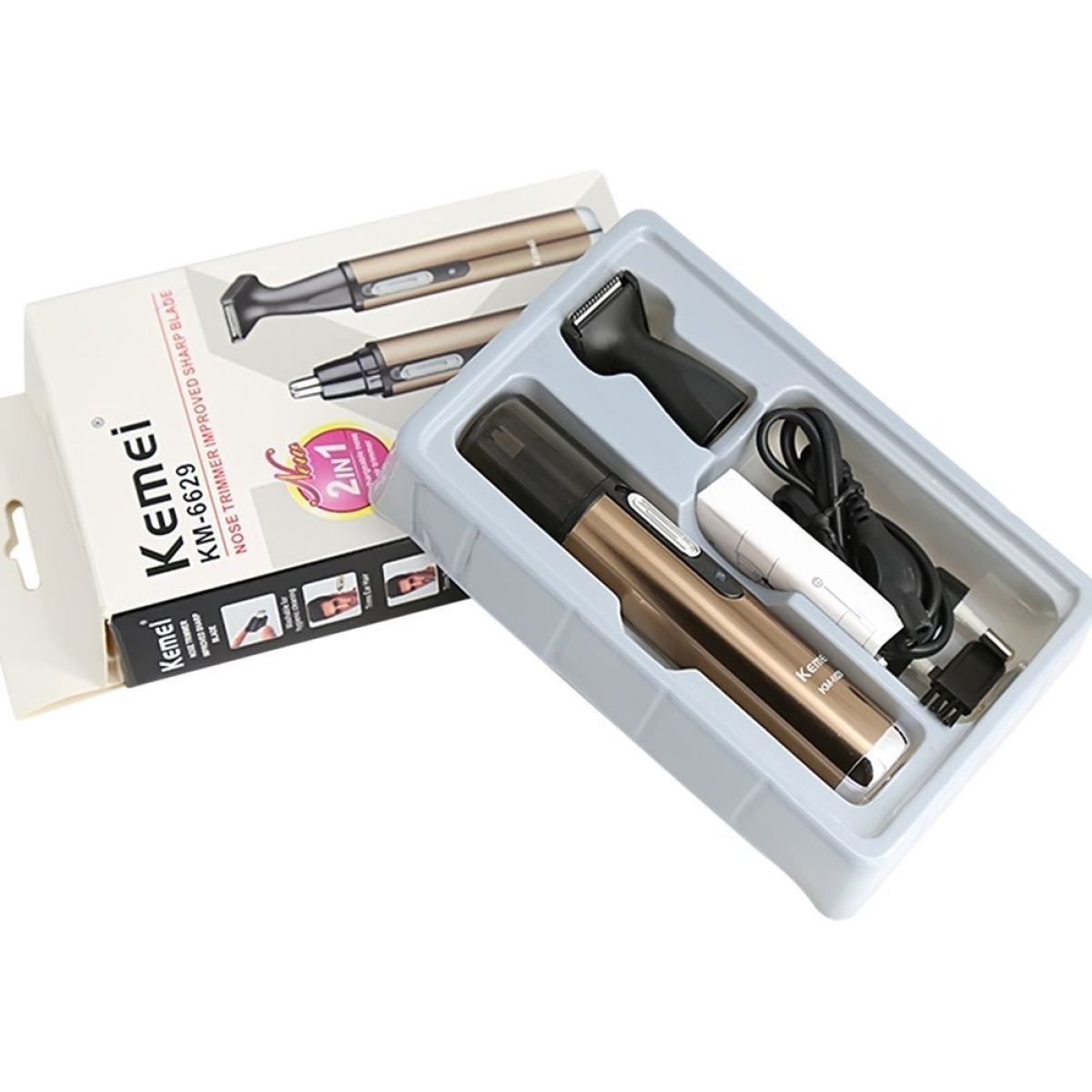 Επαναφορτιζόμενο Trimmer 2 σε 1 για Μύτη, Αυτιά & Φαβορίτες Kemei KM-6629 - Image 3