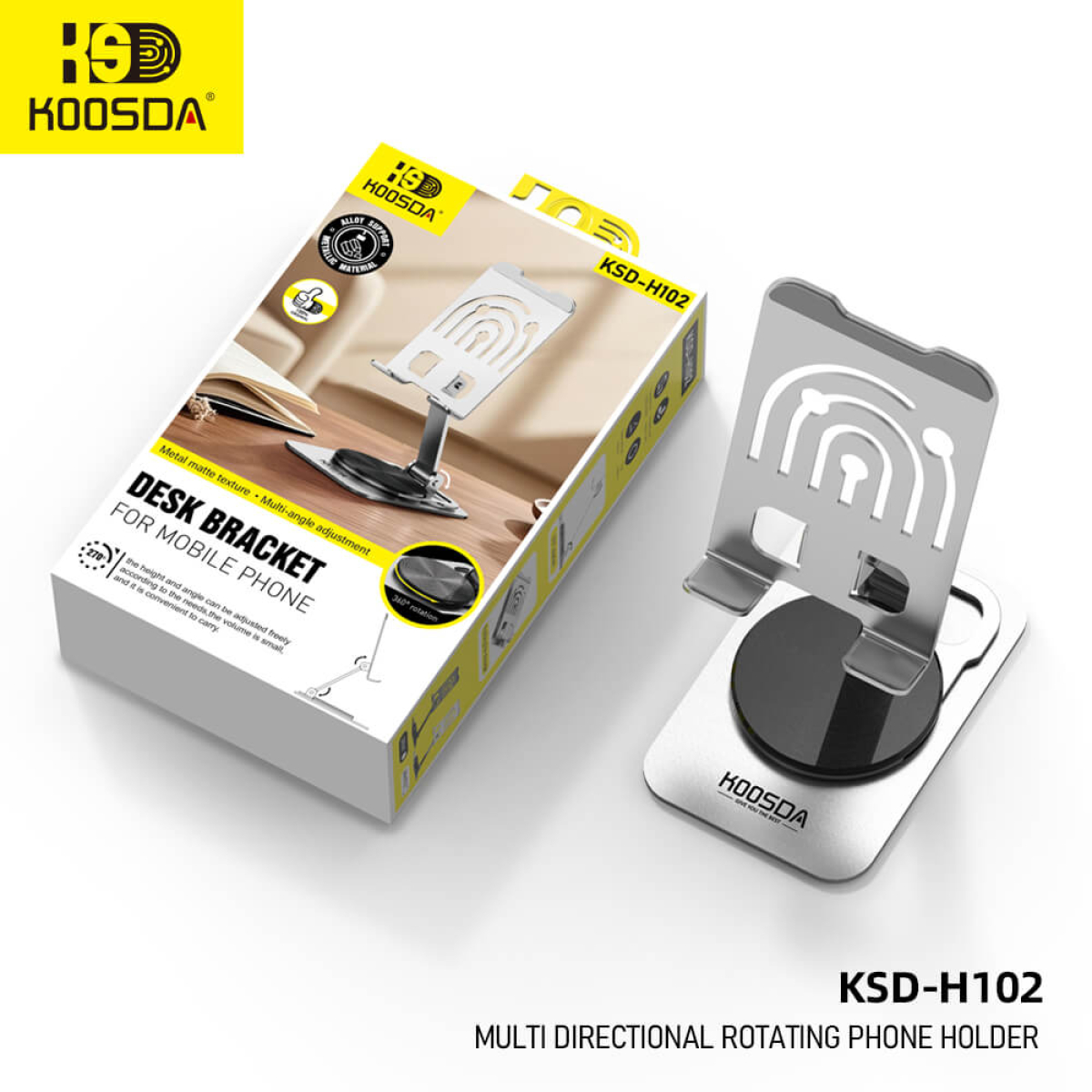 Επιτραπέζια Βάση Κινητού & Tablet με Περιστροφή 360° από Αλουμίνιο Koosda KSD-H102 - Image 5