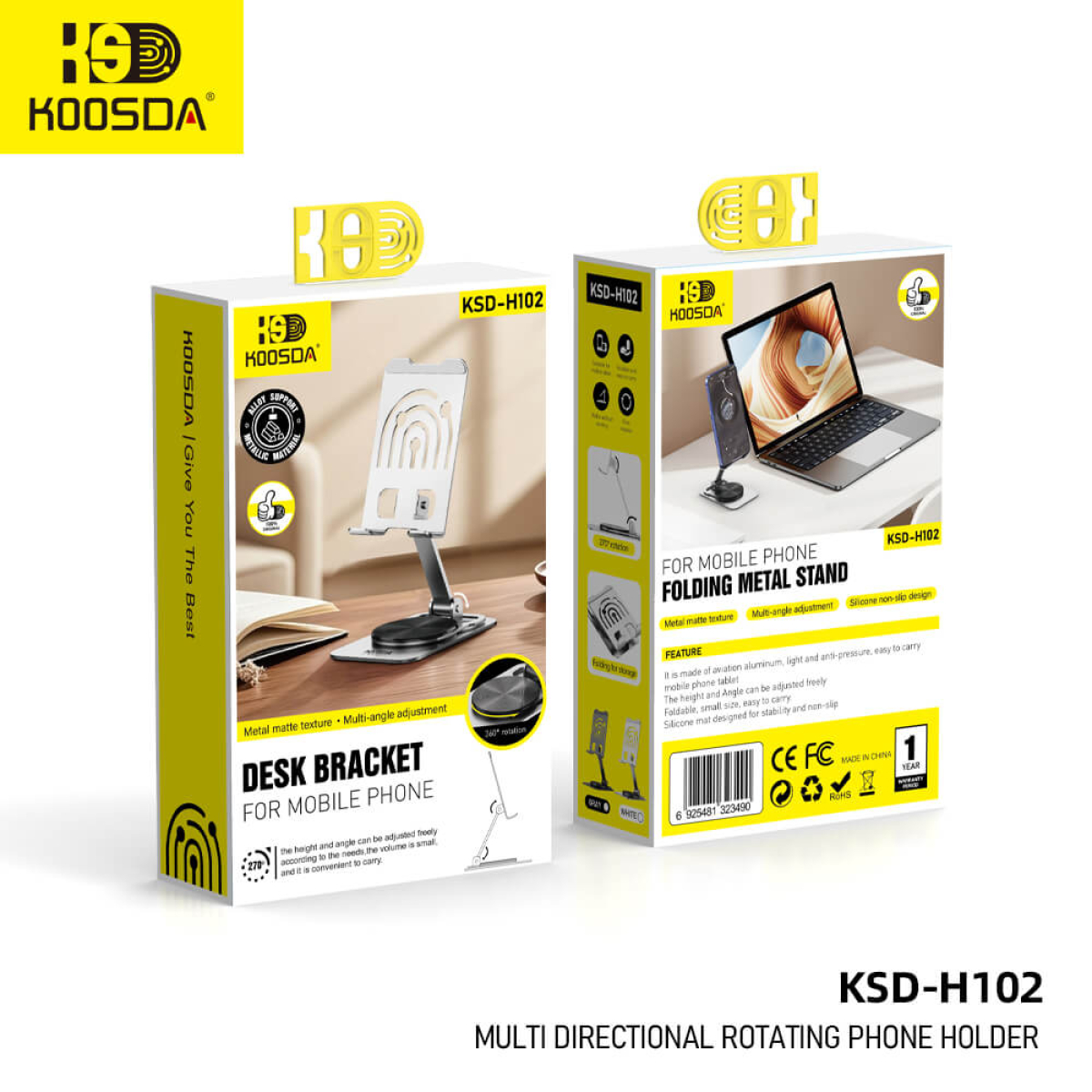Επιτραπέζια Βάση Κινητού & Tablet με Περιστροφή 360° από Αλουμίνιο Koosda KSD-H102 - Image 4