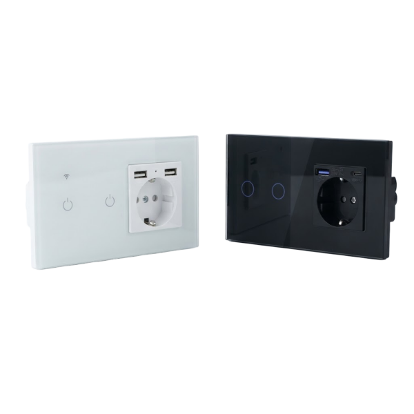Έξυπνος Διακόπτης Αφής WiFi με Πρίζα Schuko, USB & Type-C