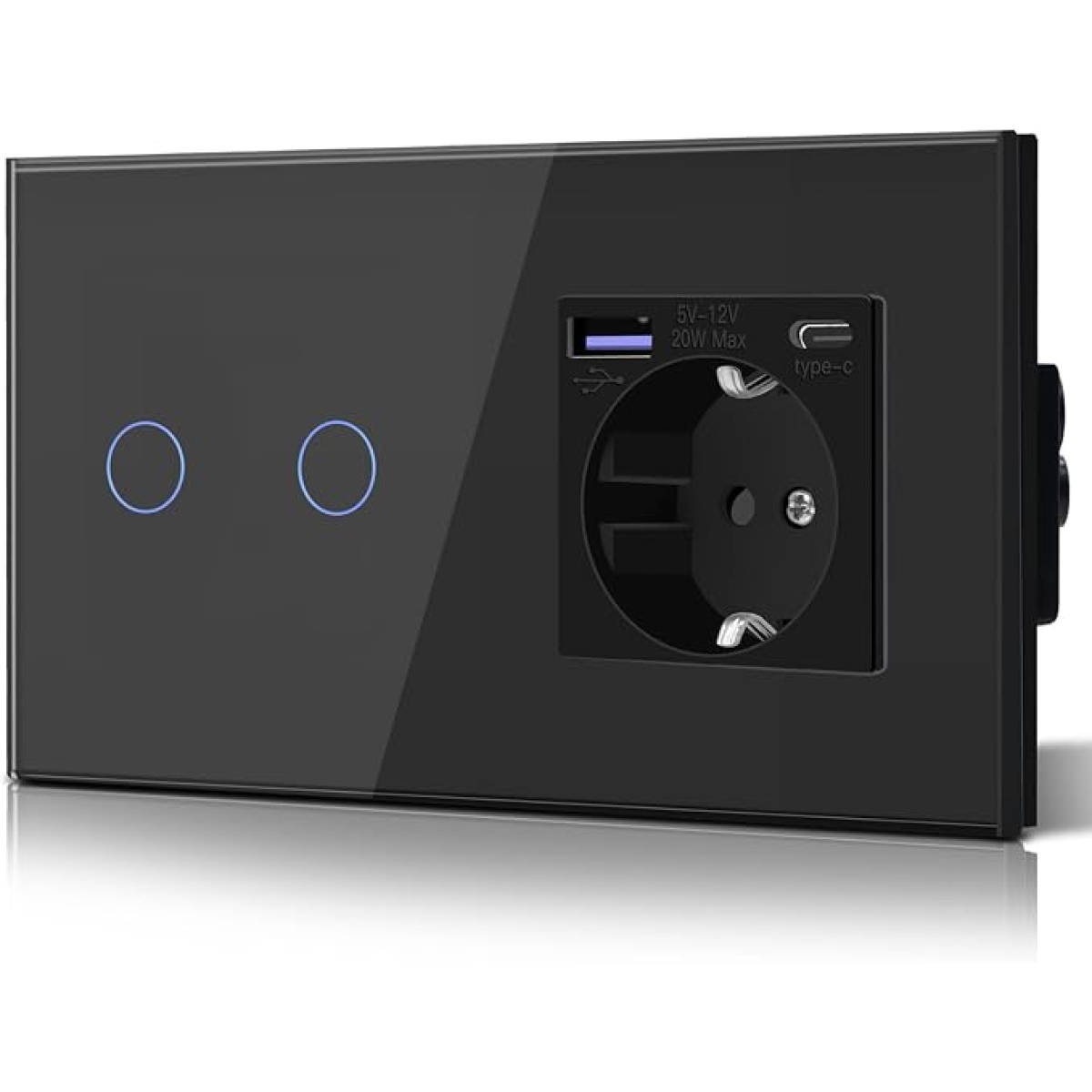 Έξυπνος Διακόπτης Αφής WiFi με Πρίζα Schuko, USB & Type-C - Image 2
