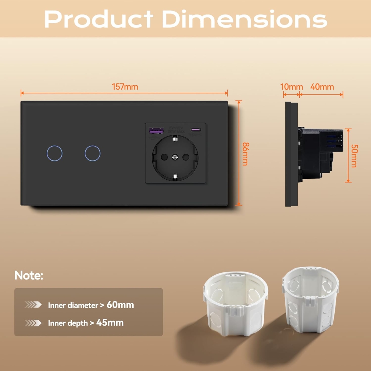 Έξυπνος Διακόπτης Αφής WiFi με Πρίζα Schuko, USB & Type-C - Image 8