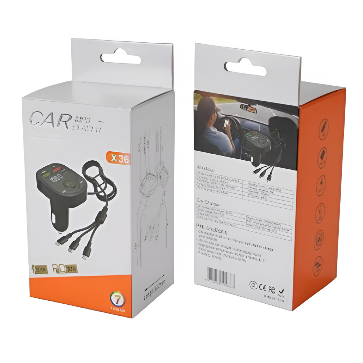 FM Transmitter Αυτοκινήτου Bluetooth MP3 με Καλώδιο Φόρτισης 3 σε 1 X36