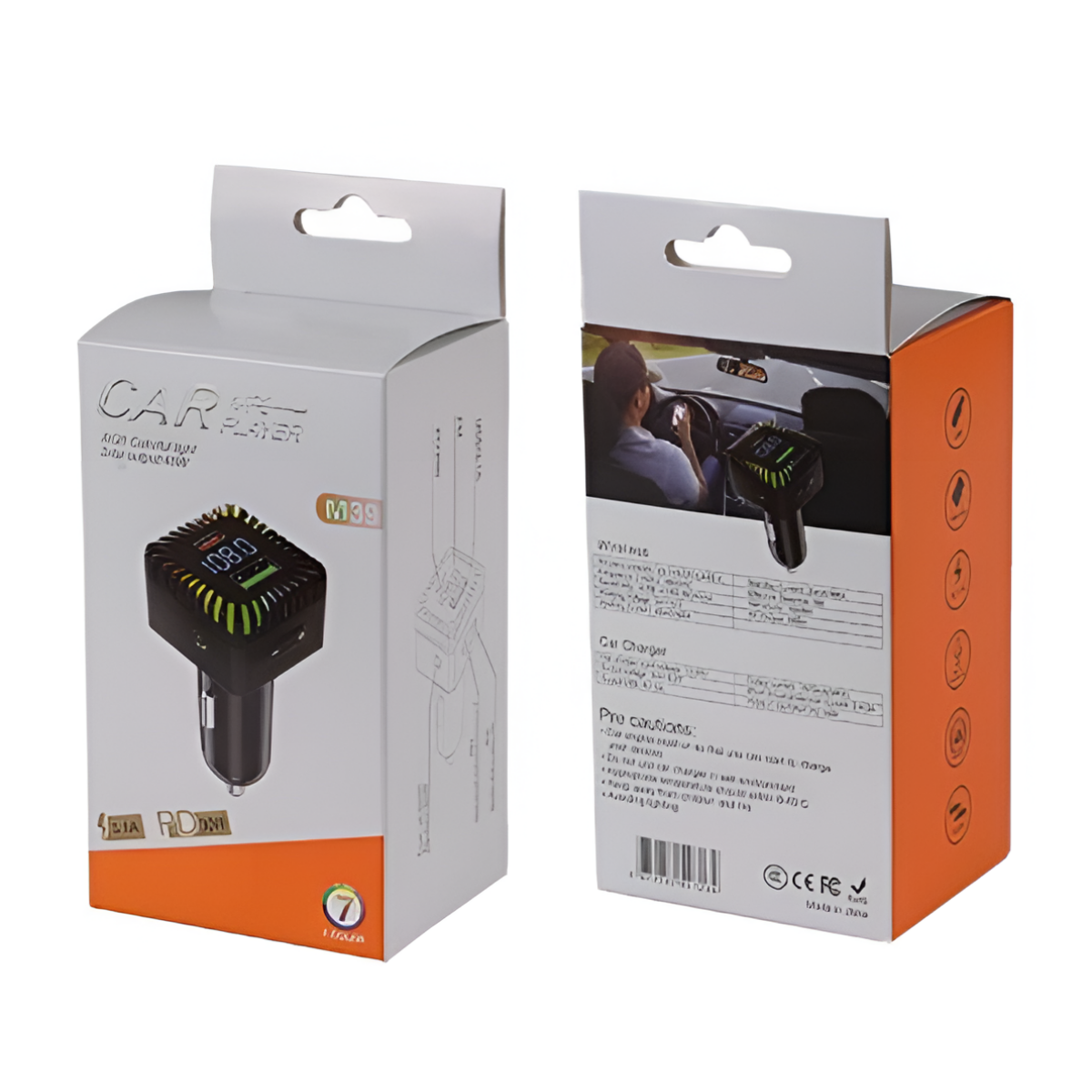 FM Transmitter Αυτοκινήτου Bluetooth MP3 με RGB Φωτισμό M39