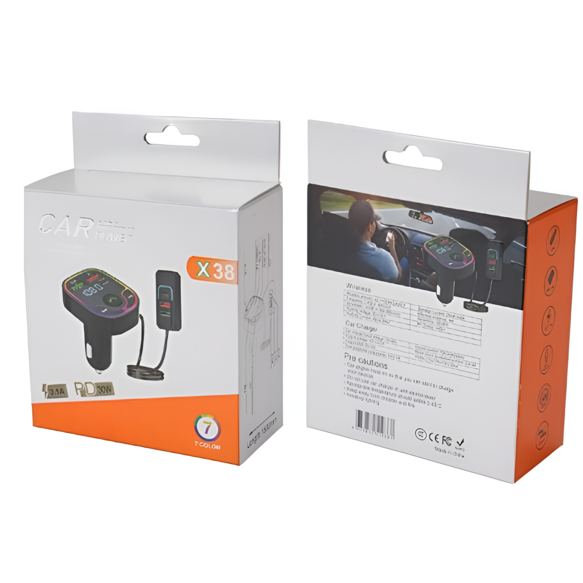 FM Transmitter Αυτοκινήτου Bluetooth MP3 με RGB Φωτισμό X38