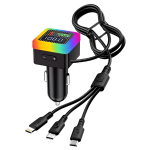 FM Transmitter Αυτοκινήτου Bluetooth MP3 με RGB & Καλώδιο Φόρτισης 3 σε 1 M43