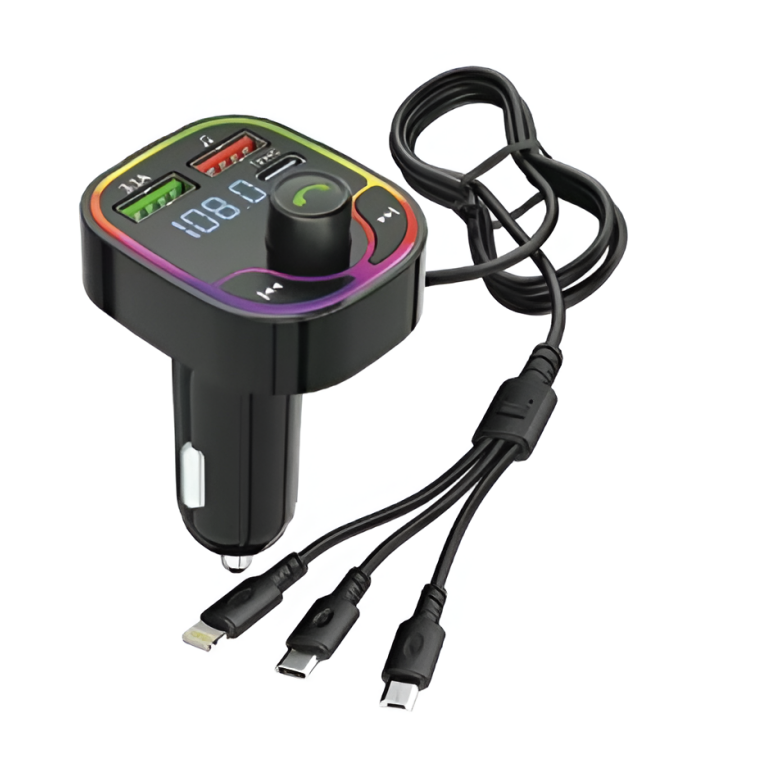 FM Transmitter Αυτοκινήτου Bluetooth MP3 με RGB & Καλώδιο Φόρτισης 3 σε 1 X33
