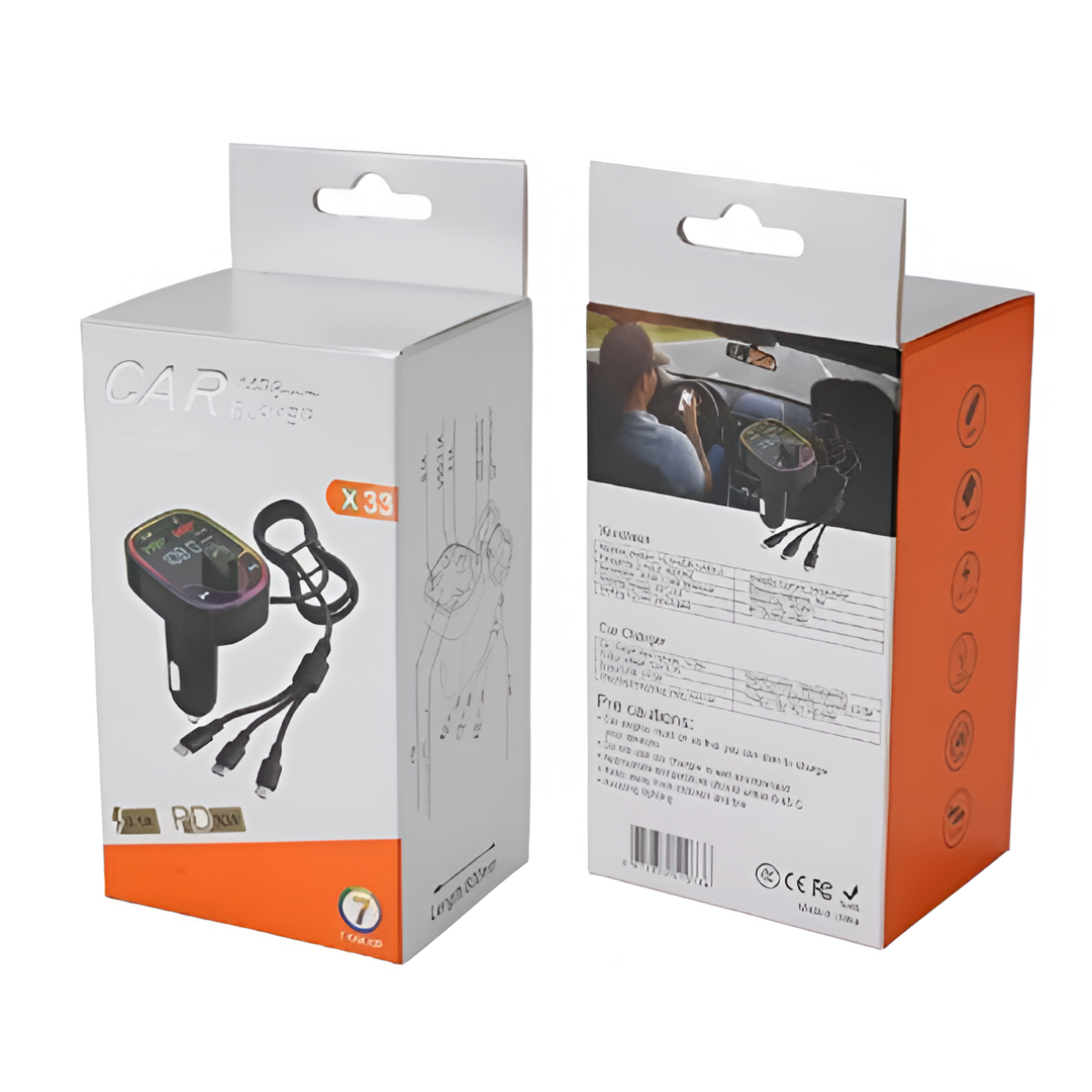 FM Transmitter Αυτοκινήτου Bluetooth MP3 με RGB & Καλώδιο Φόρτισης 3 σε 1 X33