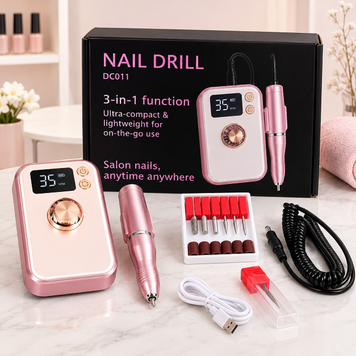 Φορητό Τροχάκι Νυχιών Nail Drill 3-in-1 με Ψηφιακή Οθόνη και Στυλό Μανικιούρ DC011 - Image 3