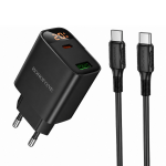 Φορτιστής 20W με USB-A & USB-C, Power Delivery, Quick Charge 3.0 & Καλώδιο USB-C Borofone BA96A