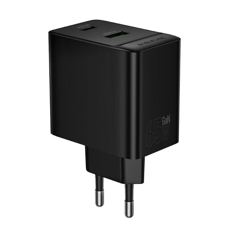 Φορτιστής 65W με USB-C & USB-A, Power Delivery, Quick Charge & Καλώδιο USB-C σε USB-C 1m Borofone BAS17A