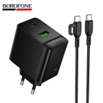Φορτιστής 65W με USB-C & USB-A, Power Delivery, Quick Charge & Καλώδιο USB-C σε USB-C 1m Borofone BAS17A - Image 2
