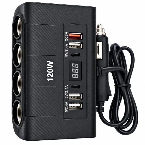 Φορτιστής Αυτοκινήτου 120W με 4 USB-A, 2 Type-C & 4 Υποδοχές Αναπτήρα 39982