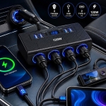 Φορτιστής Αυτοκινήτου 120W με 4 USB-A, 2 Type-C & 4 Υποδοχές Αναπτήρα 39982 - Image 2