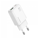 Φορτιστής Γρήγορης Φόρτισης 30W GaN με Θύρες USB-A/Type-C Λευκός BAS93A Borofone