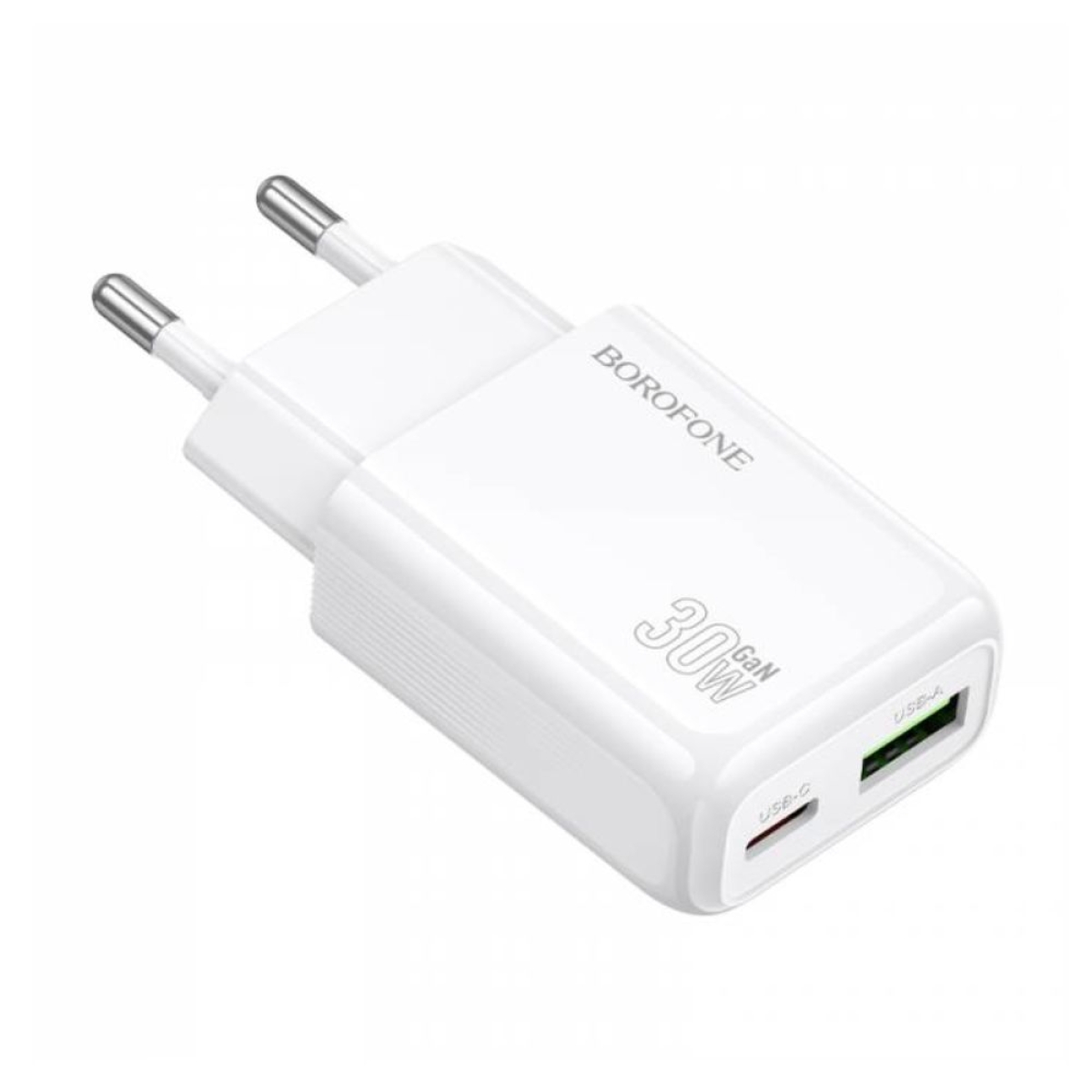 Φορτιστής Γρήγορης Φόρτισης 30W GaN με Θύρες USB-A/Type-C Λευκός BAS93A Borofone