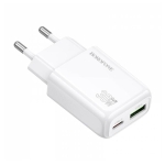 Φορτιστής Γρήγορης Φόρτισης 30W GaN με Θύρες USB-A/Type-C Λευκός BAS93A Borofone