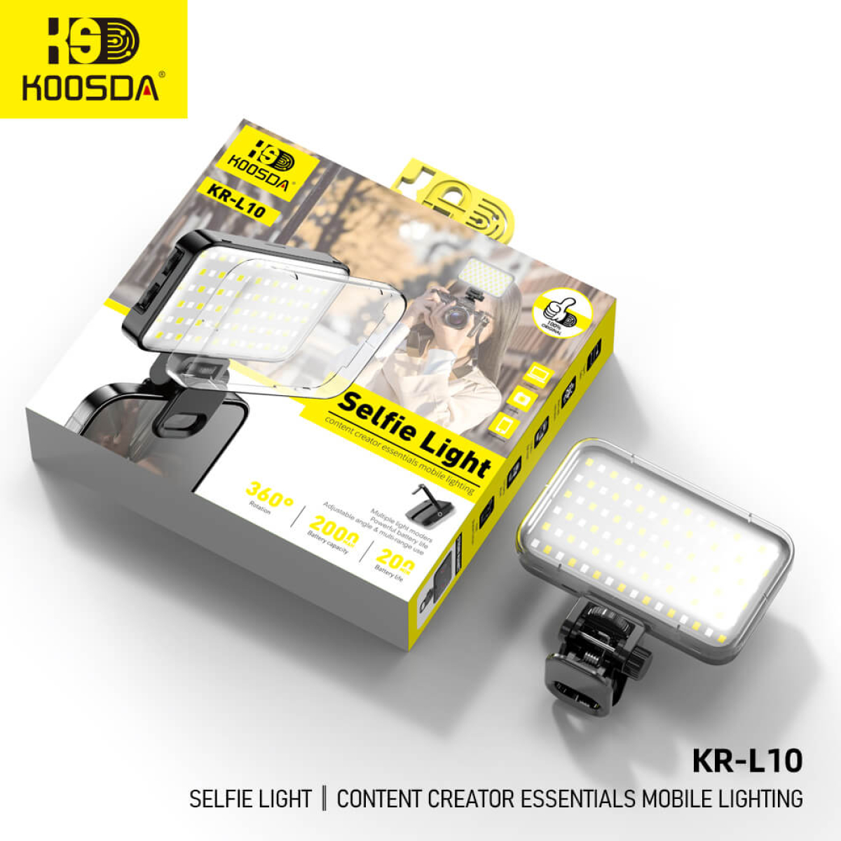 Φωτιστικό Selfie 96 LED με Ρύθμιση 2500-9900K, Περιστροφή 360° & Μπαταρία 2000mAh Koosda KR-L10 - Image 2
