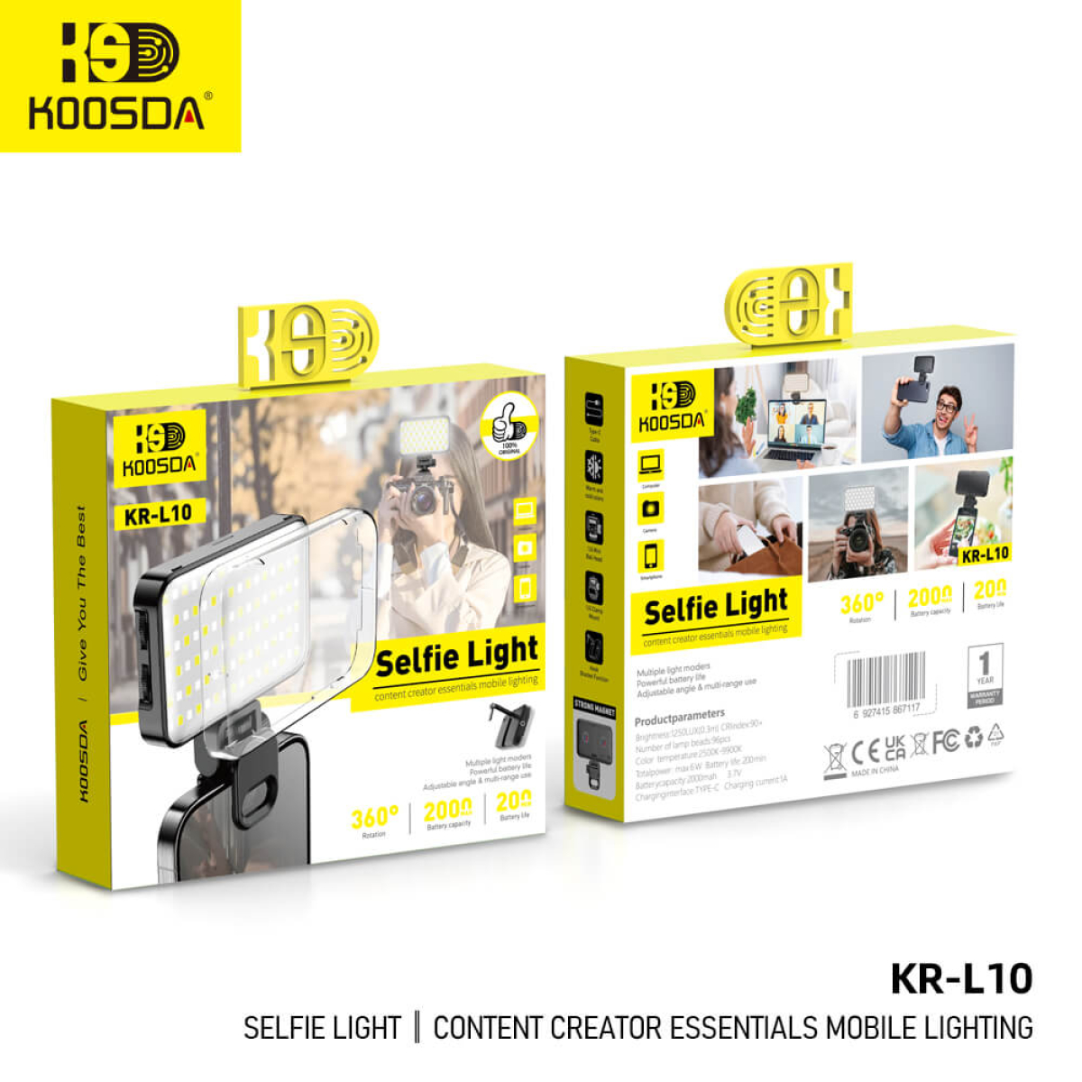 Φωτιστικό Selfie 96 LED με Ρύθμιση 2500-9900K, Περιστροφή 360° & Μπαταρία 2000mAh Koosda KR-L10 - Image 4