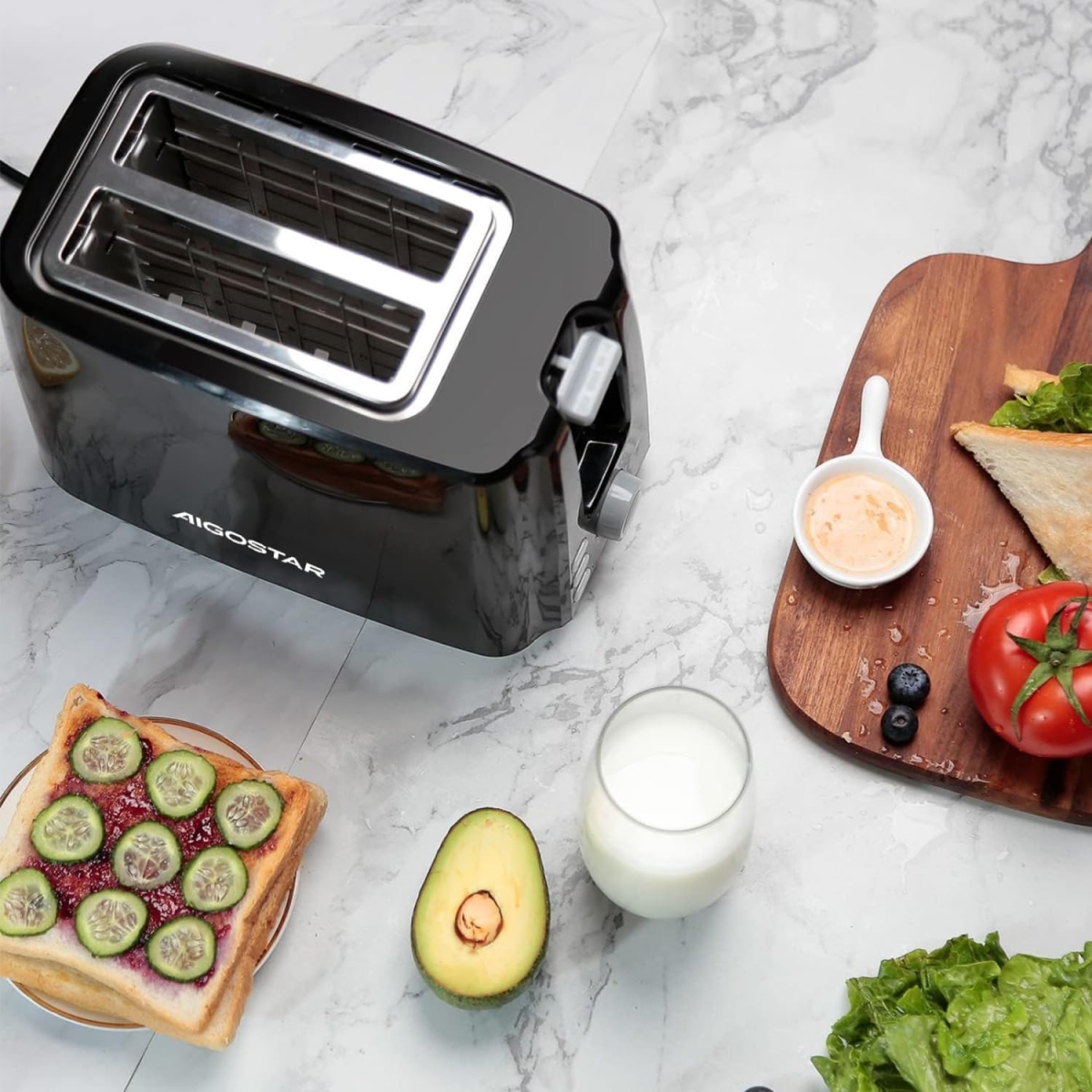Φρυγανιέρα 750W 2 Θέσεων με 7 Επίπεδα Ψησίματος Aigostar Warrior - Image 2