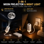 Galaxy Projector LED 2 σε 1 με Προβολή Σελήνης & Φωτισμό Νυκτός USB 360° - Image 2