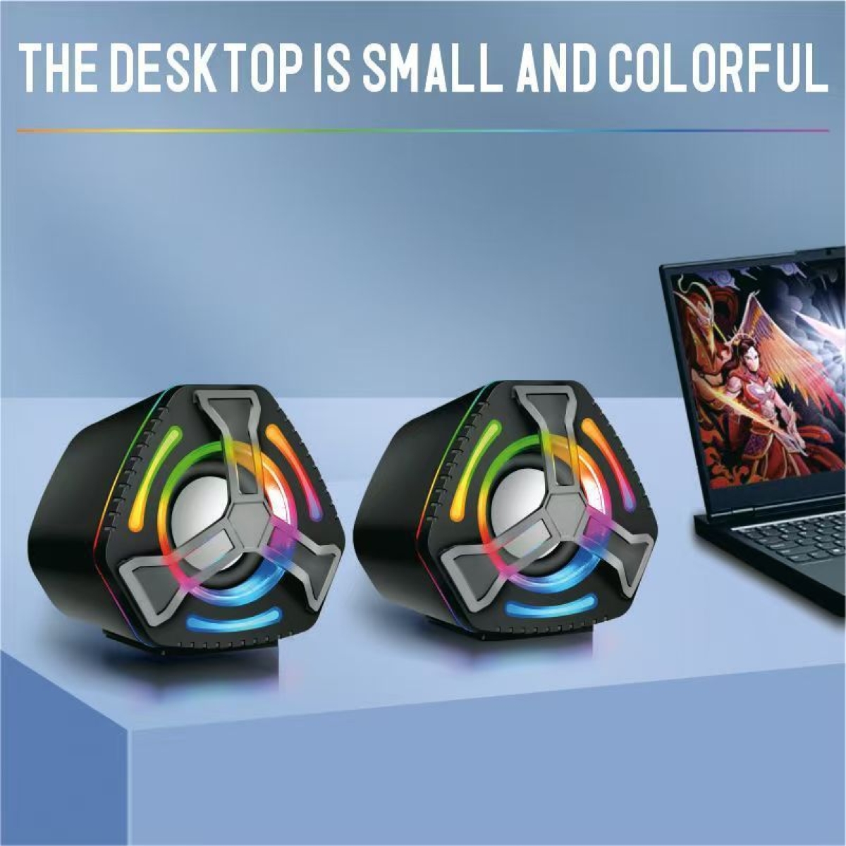 Ηχεία Υπολογιστή 2.0 6W με RGB Φωτισμό USB & AUX 3.5mm K2060 - Image 3