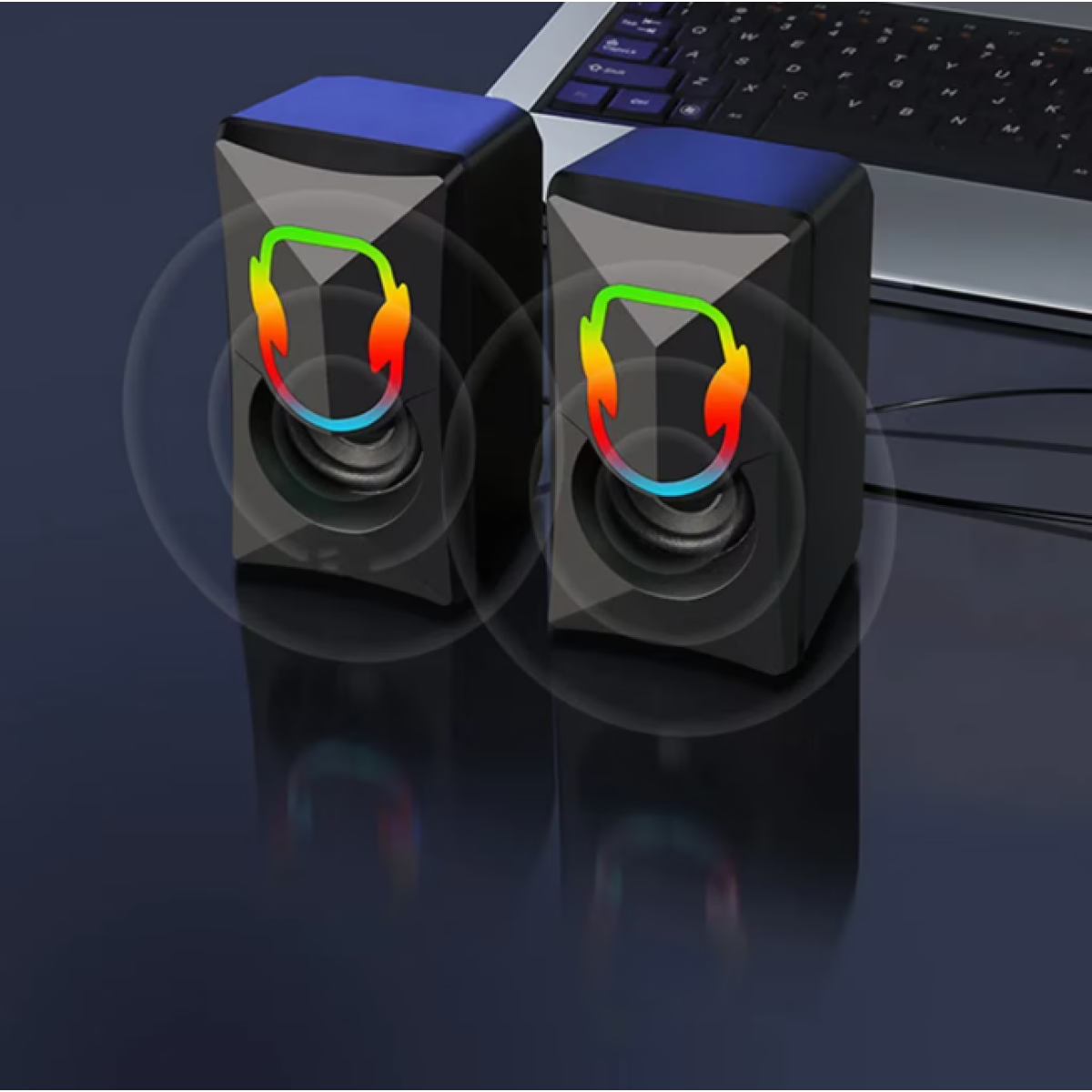 Ηχεία Υπολογιστή 2.0 6W με RGB LED Φωτισμό USB & AUX 3,5mm K2850 - Image 3