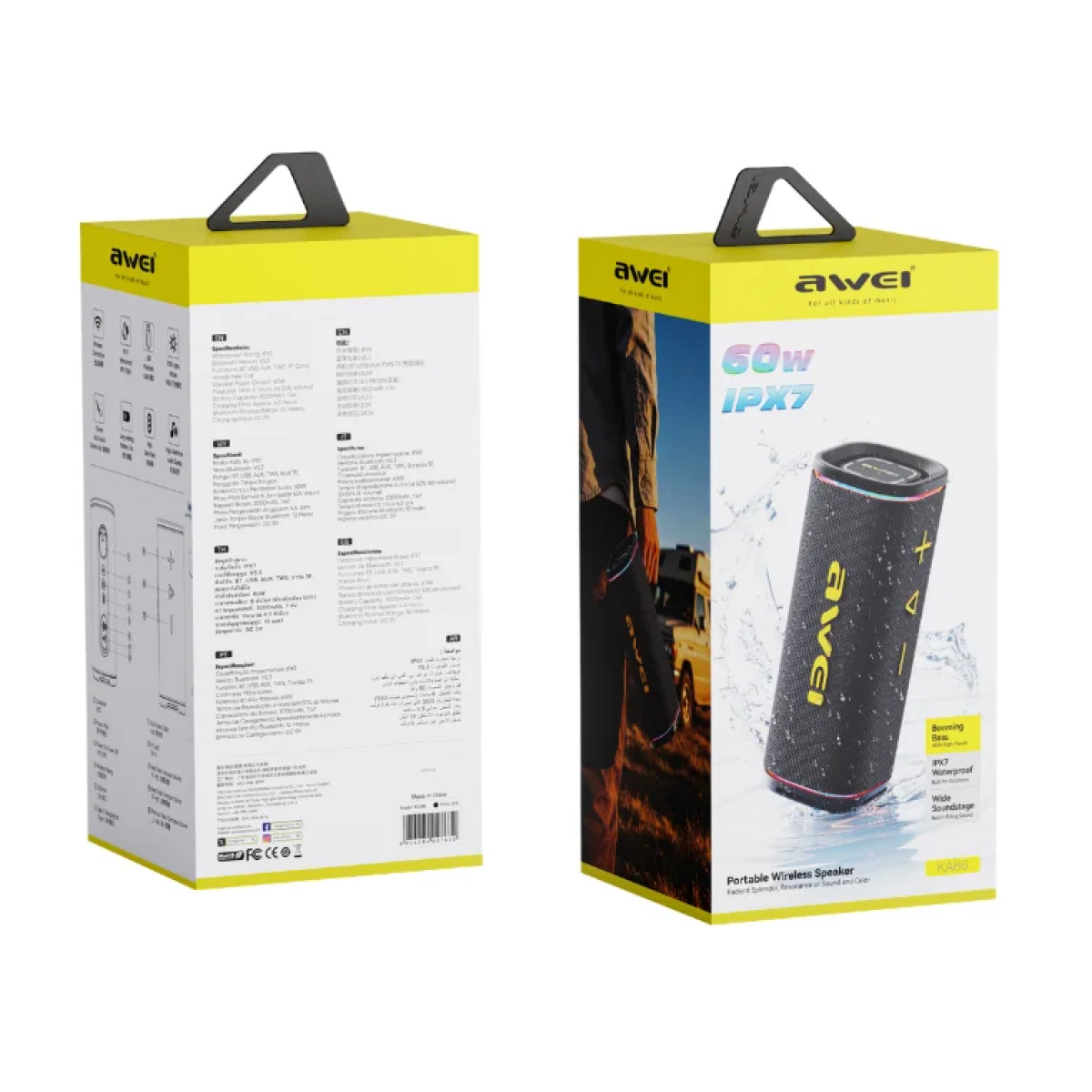 Ηχείο Bluetooth 60W Αδιάβροχο με RGB Φωτισμό AWEI KA86 - Image 3