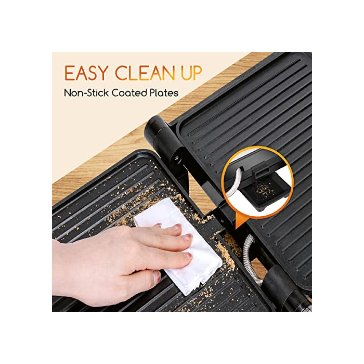 Ηλεκτρική Ψηστιέρα 1800W με Αντικολλητικές Πλάκες & Άνοιγμα 180° Aigostar - Image 6