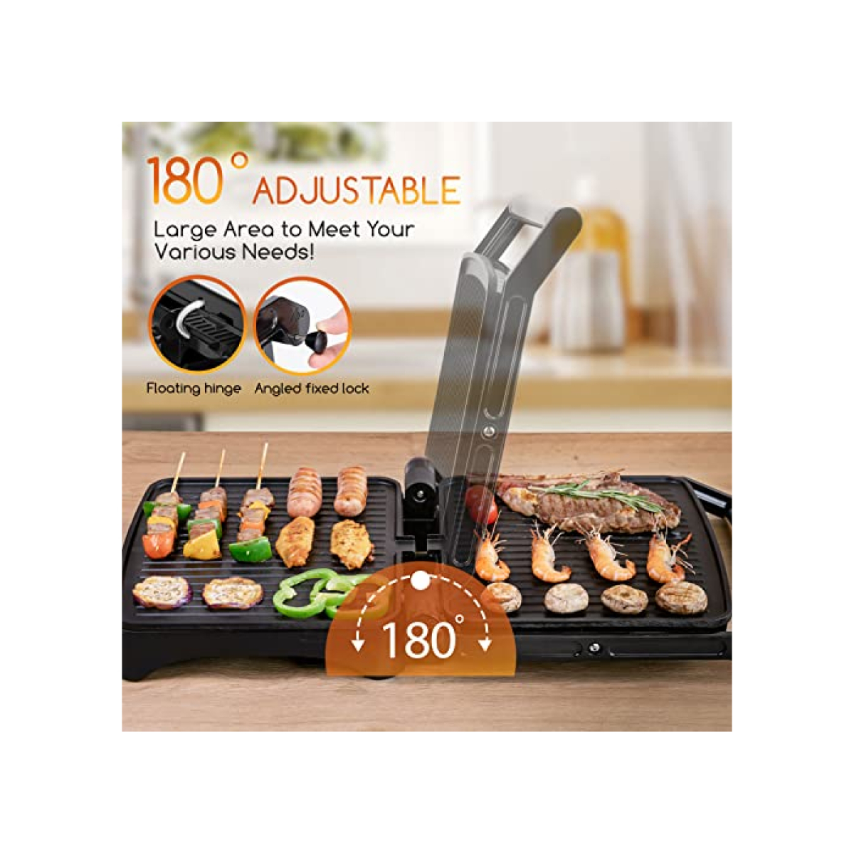 Ηλεκτρική Ψηστιέρα 1800W με Αντικολλητικές Πλάκες & Άνοιγμα 180° Aigostar - Image 5