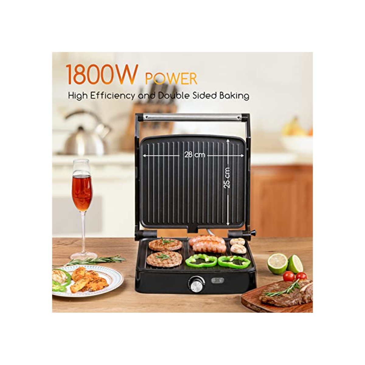 Ηλεκτρική Ψηστιέρα 1800W με Αντικολλητικές Πλάκες & Άνοιγμα 180° Aigostar - Image 4