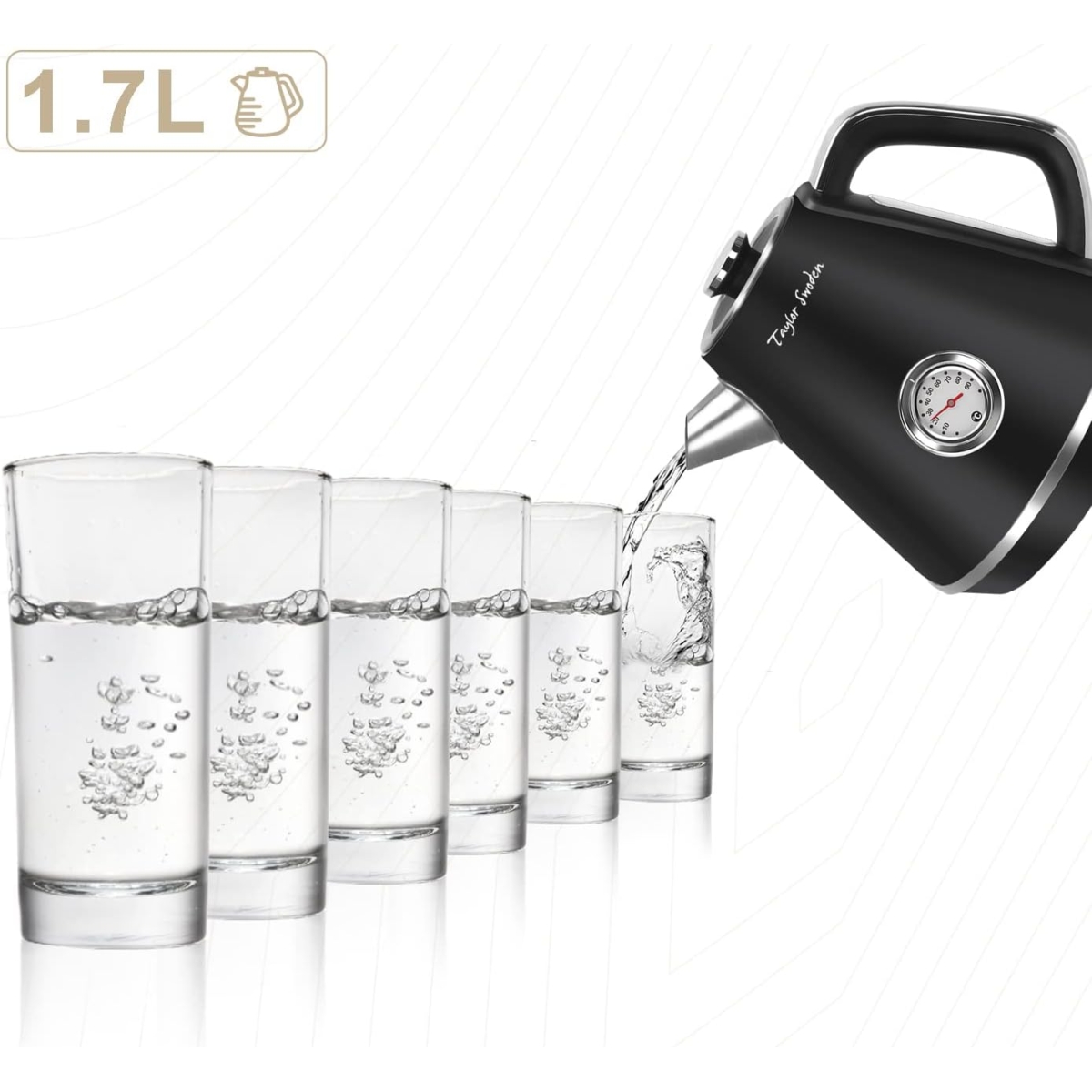 Ηλεκτρικός Βραστήρας 1,7L 2200W από Ανοξείδωτο Ατσάλι με Ένδειξη Θερμοκρασίας Aigostar - Image 3