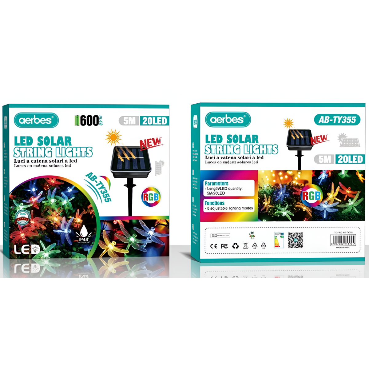 Ηλιακά Χριστουγεννιάτικα Φωτάκια LED RGB Λιβελούλες 5m 20 LED Aerbes AB-TY355 - Image 3