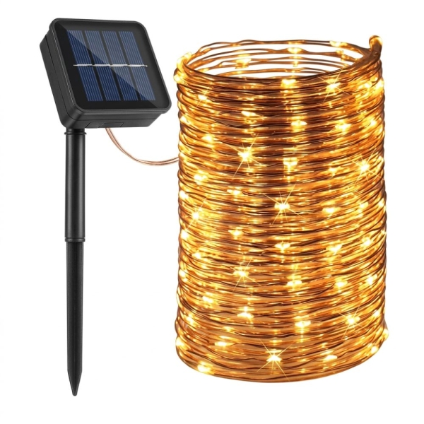 Ηλιακός Φωτοσωλήνας 12m IP65 με 100 λαμπάκια θερμό λευκό για εξωτερικούς χώρους