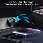 Joyroom Φορτιστής Αυτοκινήτου 145W 5A με Θύρες: 1xUSB-A 2xType-C μαζί με Καλώδιο Type-C Γκρι Χρώμα