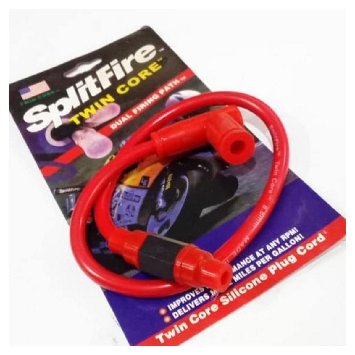 Καλώδιο Μπουζί Σιλικόνης SplitFire Twin Core 8.8mm για Μοτοσυκλέτες – Κόκκινο W10971-5