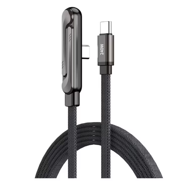 Καλώδιο USB-C σε USB-C 240W 2 σε 1 με Πτυσσόμενη Βάση Στήριξης & Data Transfer Μαύρο – CM-12