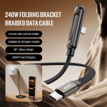 Καλώδιο USB-C σε USB-C 240W 2 σε 1 με Πτυσσόμενη Βάση Στήριξης & Data Transfer Μαύρο – CM-12 - Image 5