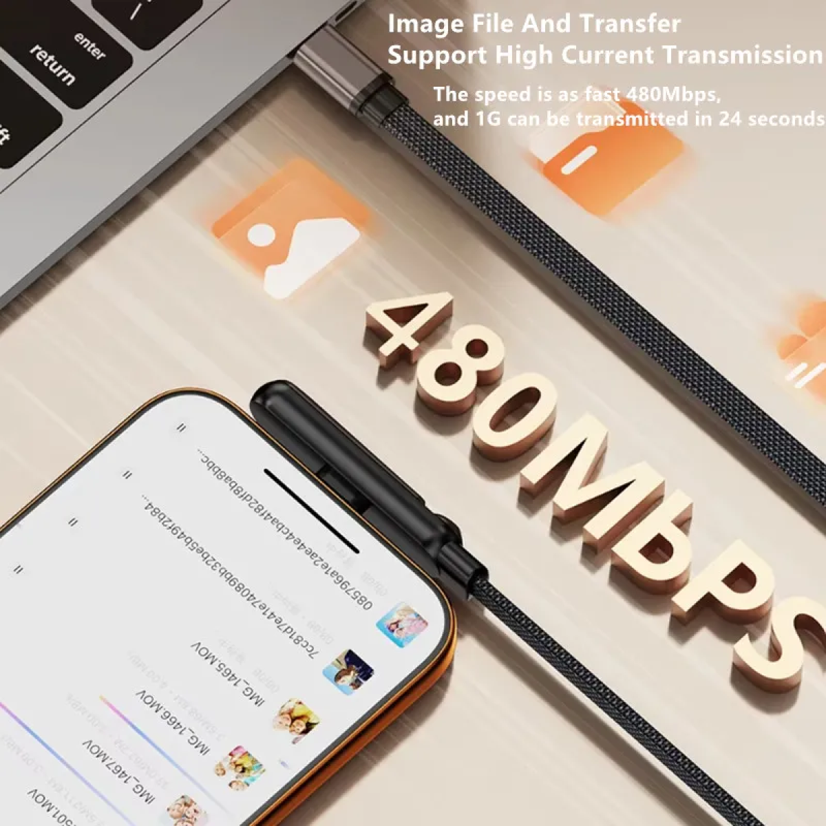 Καλώδιο USB-C σε USB-C 240W 2 σε 1 με Πτυσσόμενη Βάση Στήριξης & Data Transfer Μαύρο – CM-12 - Image 7