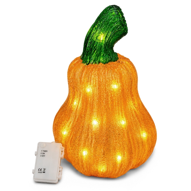 Κολοκύθα Ακρυλική Διακοσμητική με LED 35x22cm Carnavalista 232845