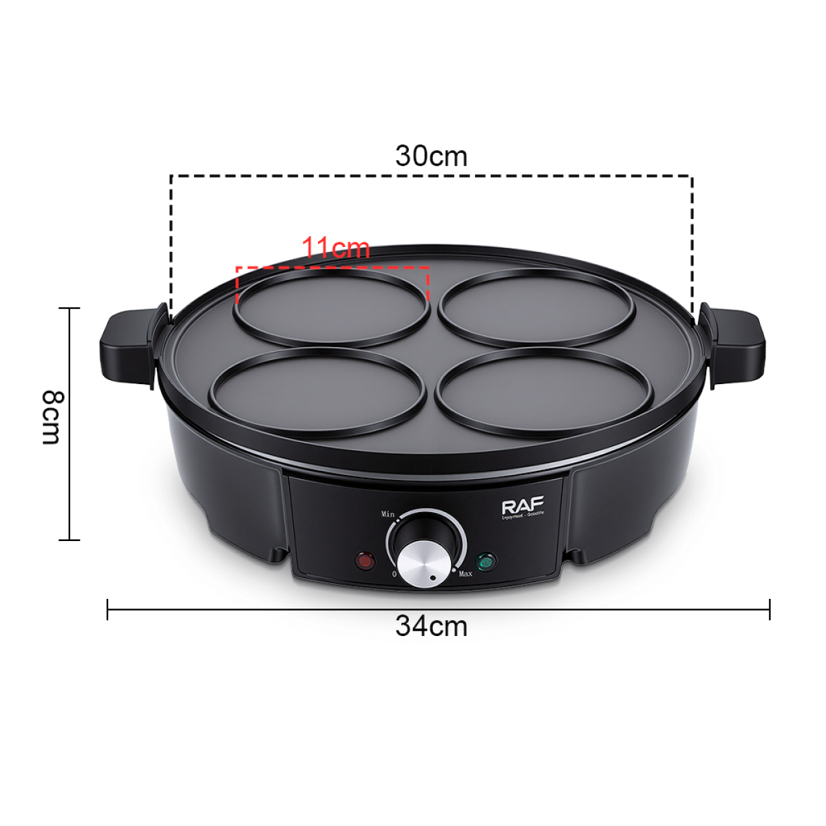 Κρεπιέρα 1200W με Αντικολλητική Επιφάνεια 30cm, Ρυθμιζόμενη Θερμοκρασία & Αυτόματο Θερμοστάτη RAF R.8629 - Image 5