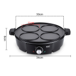 Κρεπιέρα 1200W με Αντικολλητική Επιφάνεια 30cm, Ρυθμιζόμενη Θερμοκρασία & Αυτόματο Θερμοστάτη RAF R.8629 - Image 5