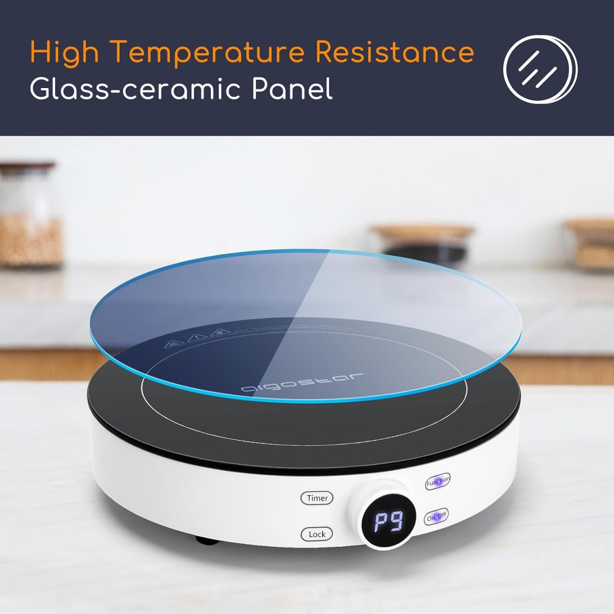 Κυκλική Επαγωγική Εστία 2000W με Touch Control & 9 Επίπεδα Ισχύος Aigostar - Image 6