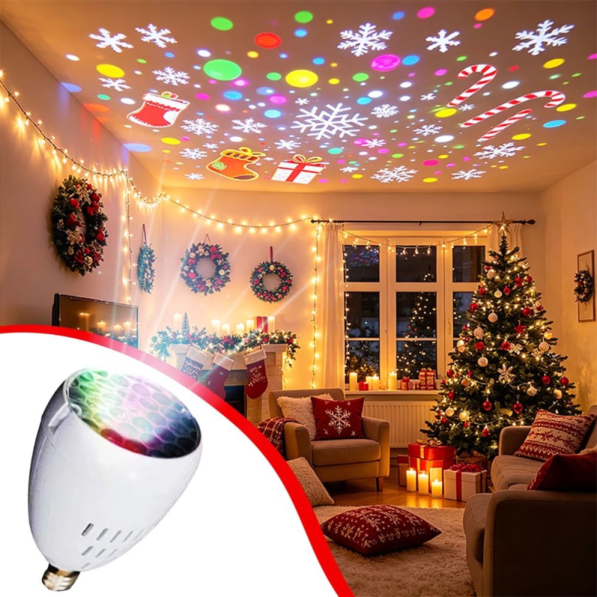 LED Λάμπα Ε27 Προτζέκτορας με Χριστουγεννιάτικα Σχέδια ML-04046