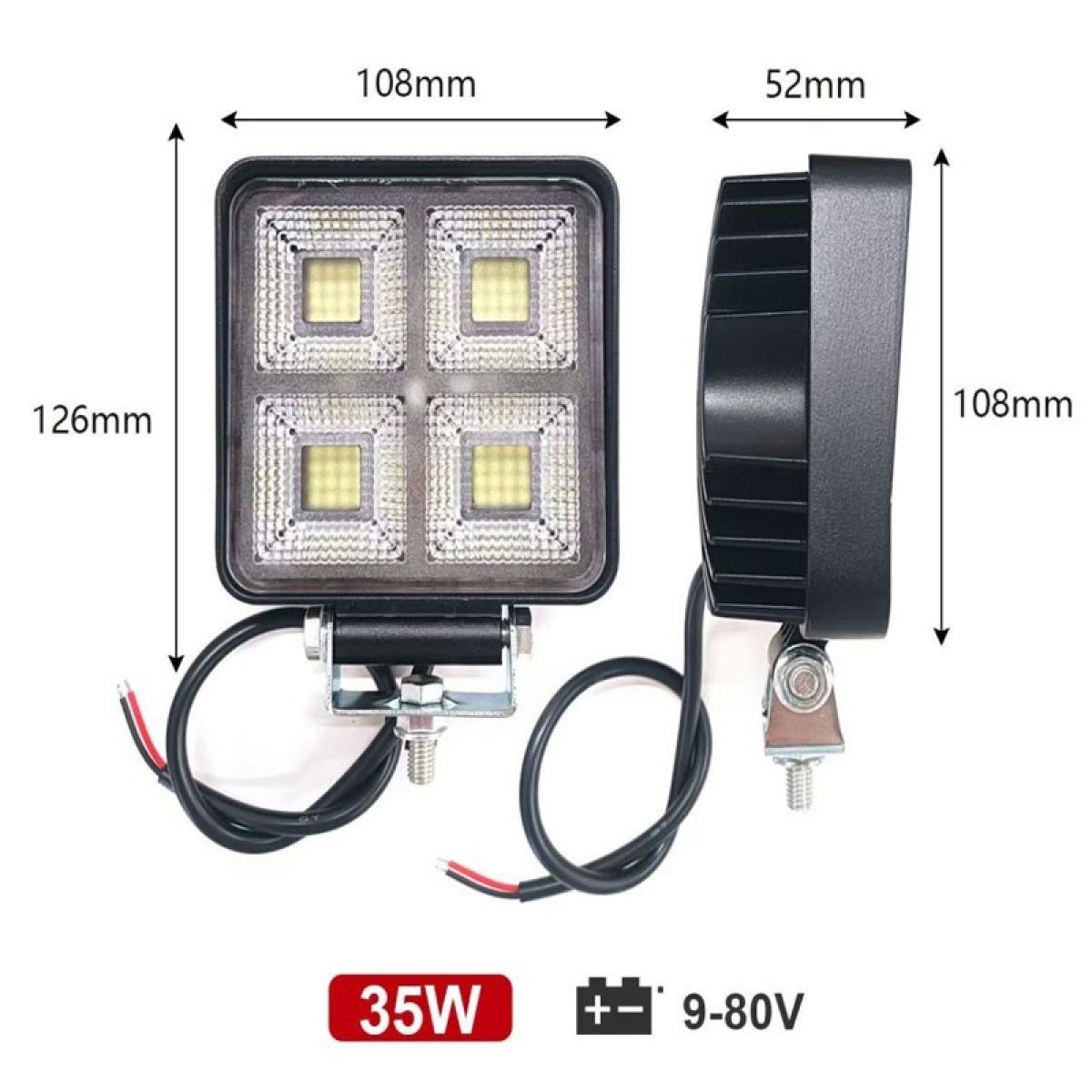 LED Προβολέας Εργασίας Αυτοκινήτου 35W 9-80V με 4 LED για Οχήματα – Rchang W18437-14