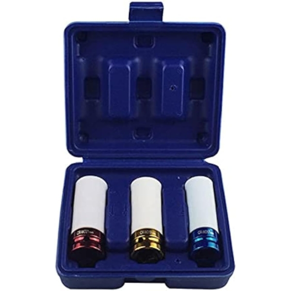 Μακριά Κρουστικά Καρυδάκια Τροχών 1/2″ 17-19-21mm με Προστατευτική Επένδυση Σετ 3 Τεμαχίων