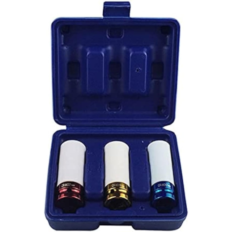 Μακριά Κρουστικά Καρυδάκια Τροχών 1/2″ 17-19-21mm με Προστατευτική Επένδυση Σετ 3 Τεμαχίων