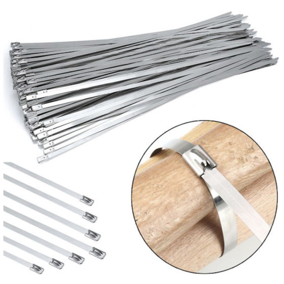 Μεταλλικά Δεματικά Inox 4.6x200mm 50 τμχ Ασημί