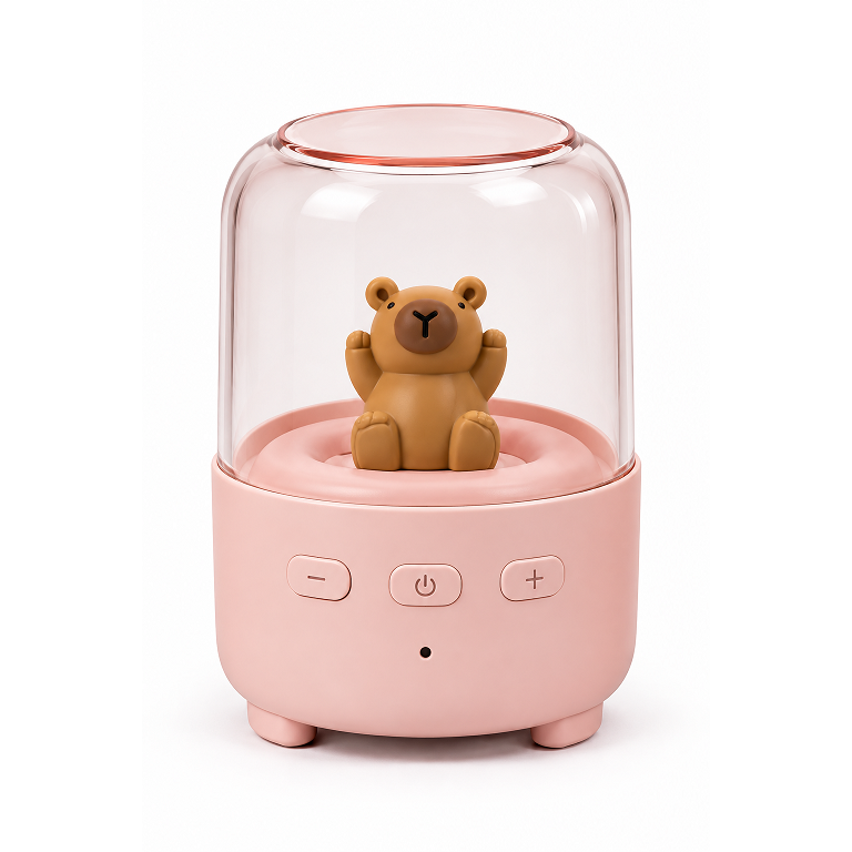 Mini Bluetooth Ηχείο Kawaii με USB & Φωτισμό σε Σχέδιο Αρκουδάκι Ροζ T-251