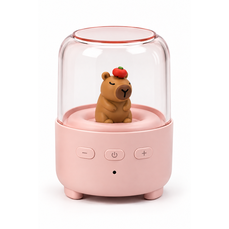 Mini Bluetooth Ηχείο Kawaii με USB & LED Φωτισμό, Σχέδιο Αρκουδάκι με Μήλο T-251
